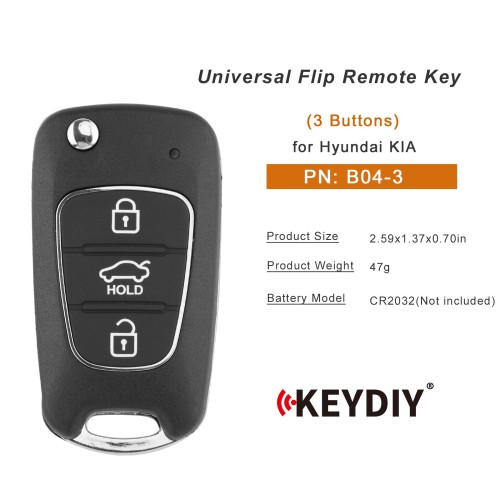 KEYDIY KD B04-3 Universal Flip Remote 3 Buttons Key for Hyundai KIA Type 5PCS