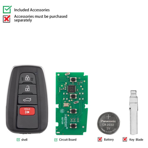 KEYDIY KD ZB36-4 Universal Smart Remote Key 3+1 Buttons for Toyota Type 5PCS