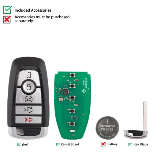 KEYDIY KD ZB21-5 Universal Smart Remote Key 4+1 Buttons for Ford Type 5PCS