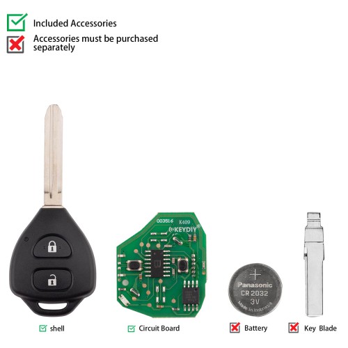KEYDIY KD B05-2 Universal Remote Key 2 Buttons for Toyota Type 5PCS