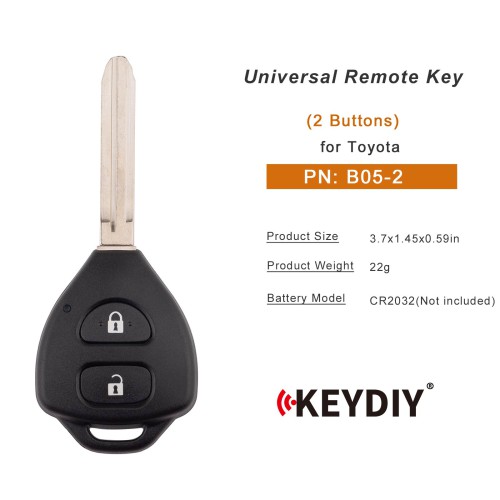 KEYDIY KD B05-2 Universal Remote Key 2 Buttons for Toyota Type 5PCS