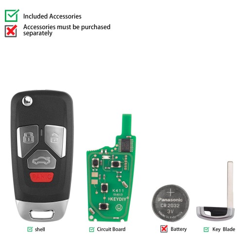 KEYDIY KD NB27-4 Universal Remote Key 4 Buttons 5PCS