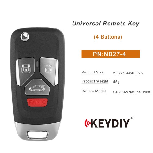 KEYDIY KD NB27-4 Universal Remote Key 4 Buttons 5PCS