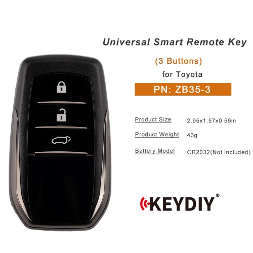 KEYDIY KD ZB35-3 Universal Smart Remote Key 3 Buttons for Toyota Type