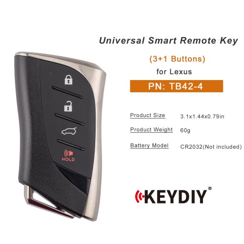KEYDIY KD TB42-4 Universal Smart Remote Key 3+1 Buttons for Lexus Type 5PCS