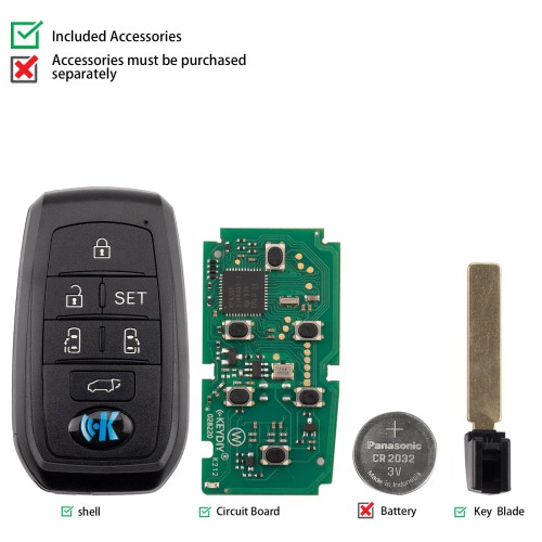 KEYDIY KD TB01-6  for Toyota for Lexus Universal Smart Remote Key 6 Buttons With 8A Transponder 5PCS
