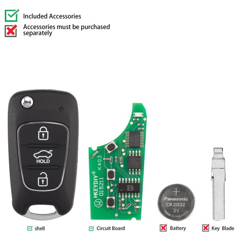 KEYDIY KD NB04-3 PCF Universal Flip Remote Key 3 Buttons for Hyundai KIA Type 5PCS