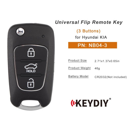 KEYDIY KD NB04-3 PCF Universal Flip Remote Key 3 Buttons for Hyundai KIA Type 5PCS