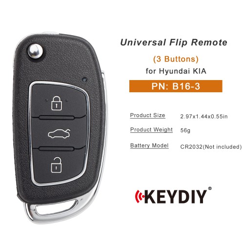 KEYDIY KD B16-3 Universal Flip Remote 3 Buttons Key for Hyundai KIA Type 5PCS