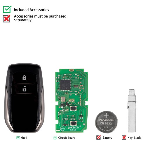 KEYDIY KD TB01-2 Universal Smart Remote Key 2 Buttons for Toyota Type 5PCS