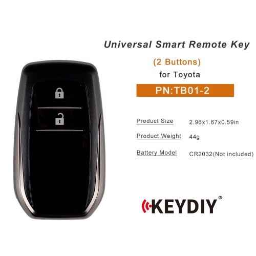 KEYDIY KD TB01-2 Universal Smart Remote Key 2 Buttons for Toyota Type 5PCS