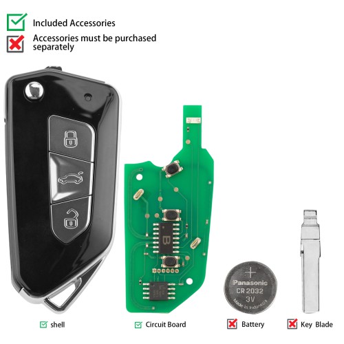 KEYDIY KD B34-3 Universal Flip Remote Key 3 Buttons for VW Type 5PCS