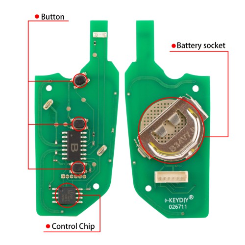 KEYDIY KD B34-3 Universal Flip Remote Key 3 Buttons for VW Type 5PCS