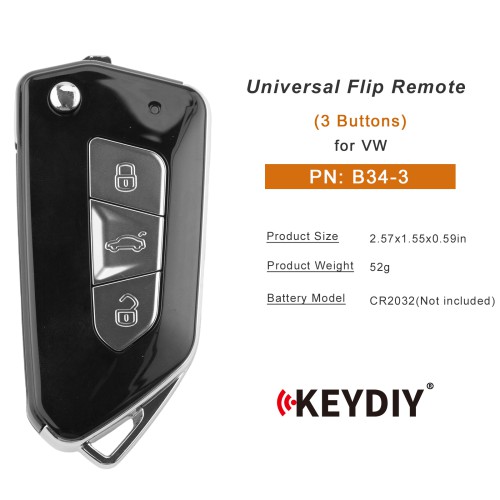 KEYDIY KD B34-3 Universal Flip Remote Key 3 Buttons for VW Type 5PCS