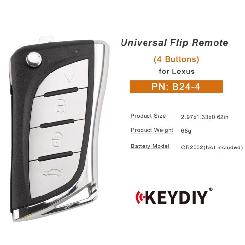 KEYDIY KD B24-4 Universal Flip Remote Key 4 Buttons for Lexus Type 5PCS