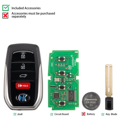 KEYDIY KD TDB01-4 Universal Smart Remote Key 3+1 Buttons for Toyota Type 5PCS