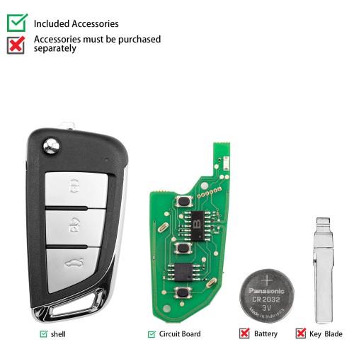 KEYDIY KD B59-3 Universal Flip Remote Key 3 Buttons 5PCS