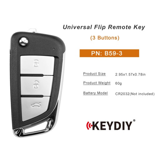 KEYDIY KD B59-3 Universal Flip Remote Key 3 Buttons 5PCS