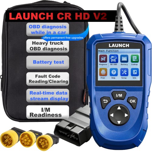 LAUNCH CR HD V2 Commercial Vehicle Standard Configuration Supports HD OBD & EOBD  Fast Fault Code Reading/Clearing, Battery Check