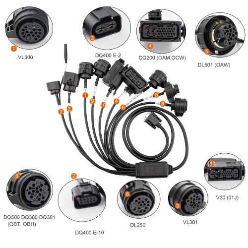GODIAG Gearbox Cable 8-in-1 Set for V-A-G V30/ DQ200/ DL501/ VL300/ VL381/ DQ500/ DQ250/ DQ380/ DQ381/ DQ400E