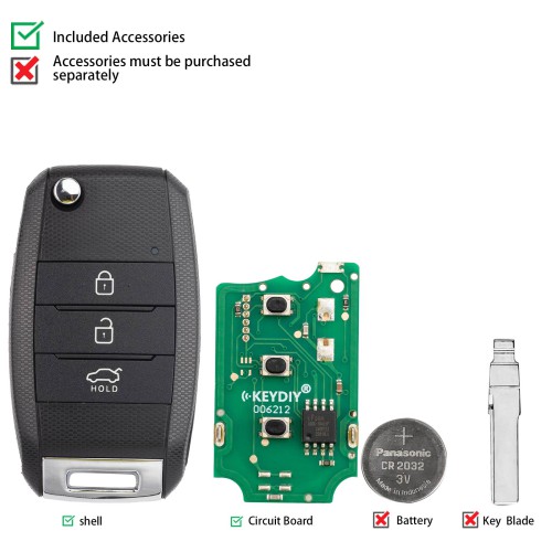 KEYDIY KD B19-3 Universal Flip Remote Key 3 Buttons for KIA Type 5PCS