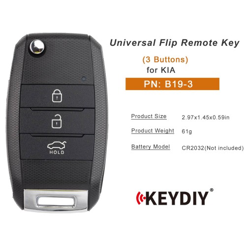 KEYDIY KD B19-3 Universal Flip Remote Key 3 Buttons for KIA Type 5PCS