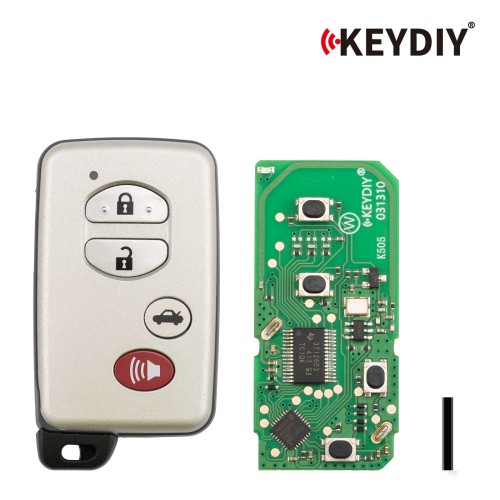 KEYDIY KD TDB03-4(Silver Gray) for Toyota Universal Smart Remote Key 3+1 Buttons With Grey Key Shell 5PCS