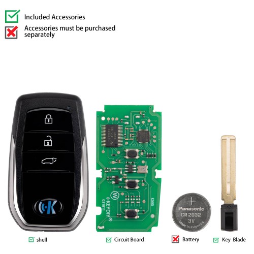 KEYDIY KD TDB01-3 Universal Smart Remote Key 3 Buttons for Toyota Type 5PCS