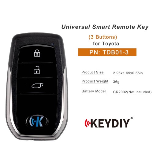 KEYDIY KD TDB01-3 Universal Smart Remote Key 3 Buttons for Toyota Type 5PCS
