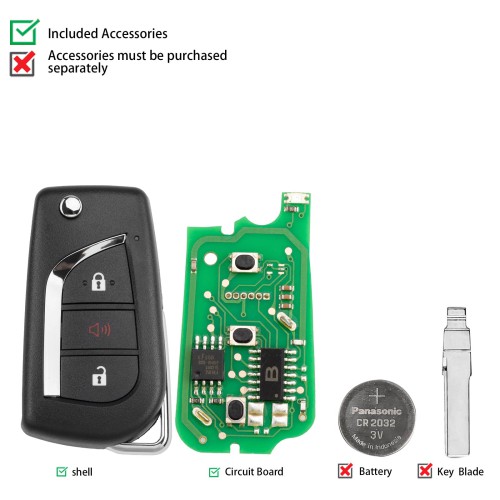 KEYDIY KD B13-2+1 Universal Flip Remote Key 2+1 Buttons for Toyota Type 5PCS