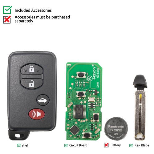 KEYDIY KD TDB03-4(Black) for Toyota Universal Smart Remote Key 3+1 Buttons With Black Key Shell 5PCS