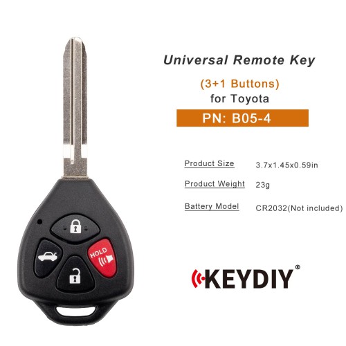 KEYDIY KD B05-4 Universal Remote Key 3+1 Buttons for Toyota Type 5PCS