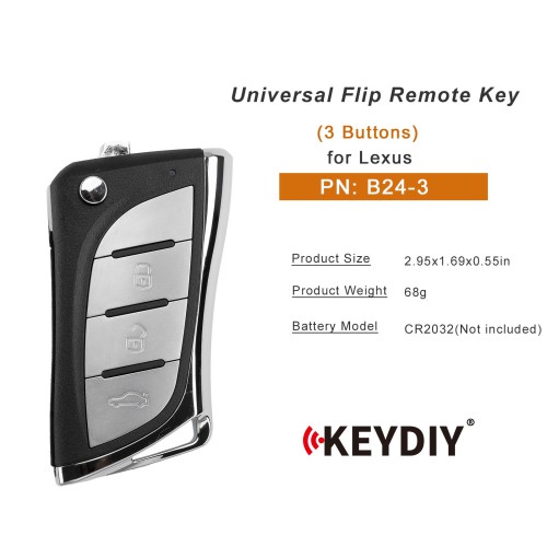 KEYDIY KD B24-3 Universal Flip Remote Key 3 Buttons for Lexus Type 5PCS