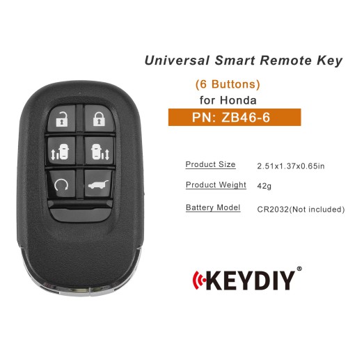 KEYDIY KD ZB46-6 Universal Smart Remote Key 6 Buttons for Honda Type 5PCS