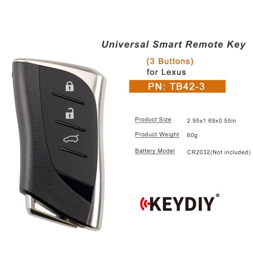 KEYDIY KD TB42-3 Universal Smart Remote Key 3 Buttons for Lexus Type 5PCS