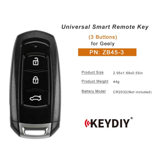 KEYDIY KD ZB45-3 Universal Smart Remote Key 3 Buttons for Geely Type 5PCS