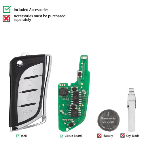 KEYDIY KD NB24-4 Universal Flip Remote Key 4 Buttons for Lexus Type 5pcs
