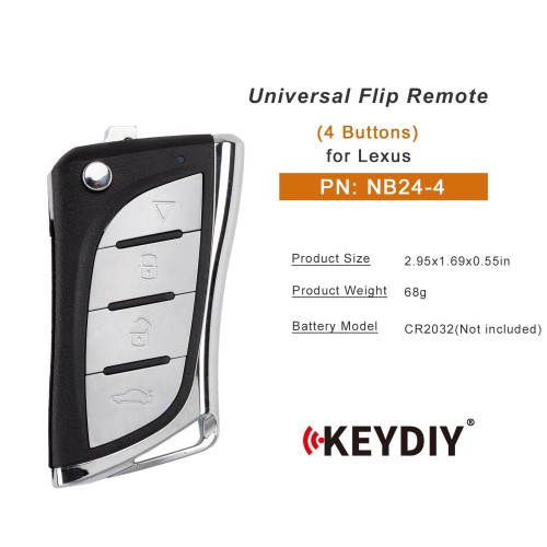 KEYDIY KD NB24-4 Universal Flip Remote Key 4 Buttons for Lexus Type 5pcs