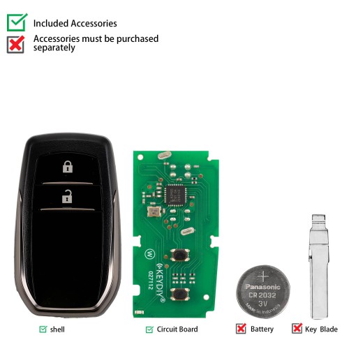 KEYDIY KD ZB35-2 Universal Smart Remote Key 2 Buttons for Toyota Type 5PCS