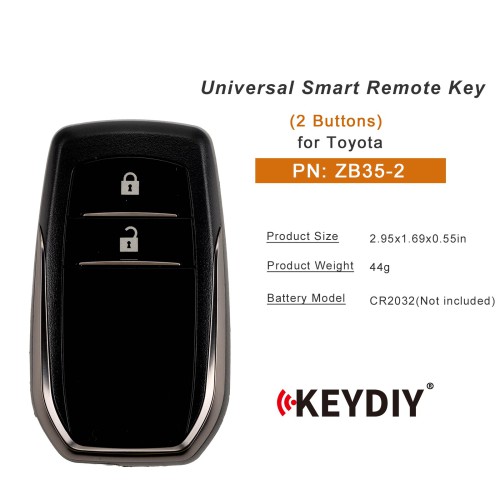 KEYDIY KD ZB35-2 Universal Smart Remote Key 2 Buttons for Toyota Type 5PCS