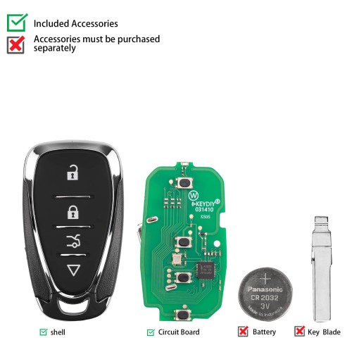 KEYDIY KD ZB32-4 Universal Smart Remote Key 4 Buttons for Chevrolet Type 5PCS