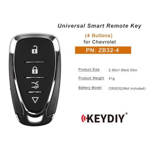 KEYDIY KD ZB32-4 Universal Smart Remote Key 4 Buttons for Chevrolet Type 5PCS