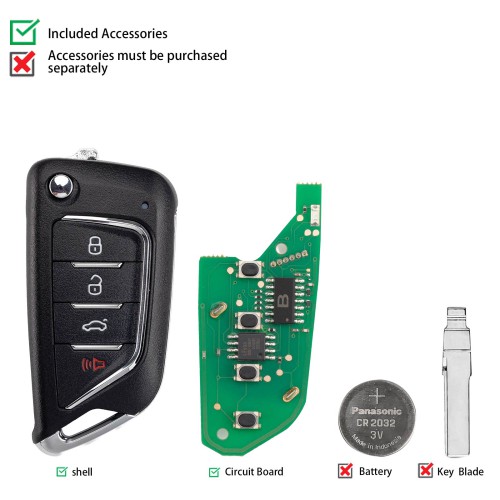 KEYDIY KD B21-4 Universal Flip Remote Key 3+1 Buttons Knife Type 5PCS