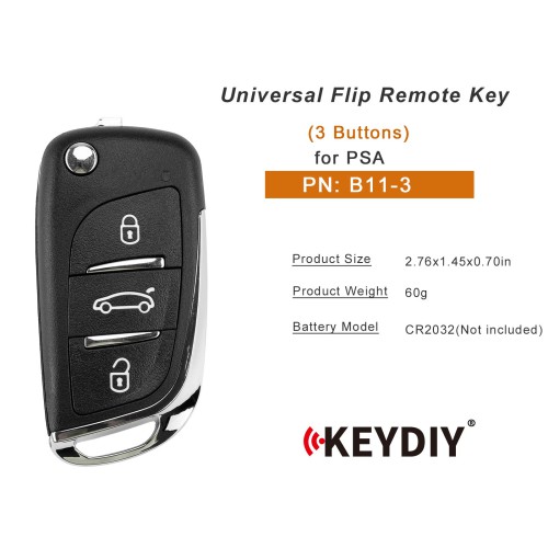 KEYDIY KD B11-3 Universal Flip Remote Key 3 Buttons for PSA Type 5PCS