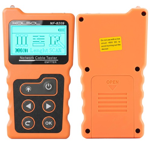 KOLSOL NF-8209 LCD Display Measure Length Lan Cable POE Wire Checker Cat5 Cat6 Lan Test Network Tool Scan Cable Wiremap Tester