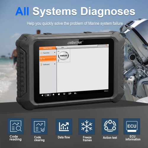OBDSTAR MarineMaster A: Jet ski + B:Outboard Read/Clear Code, Data Flow, Freeze Frames, Action Test