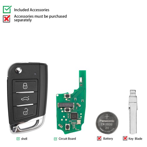 KEYDIY KD ZB15-3 Universal Smart Flip Remote Key 3 Buttons for VW Type 5pcs