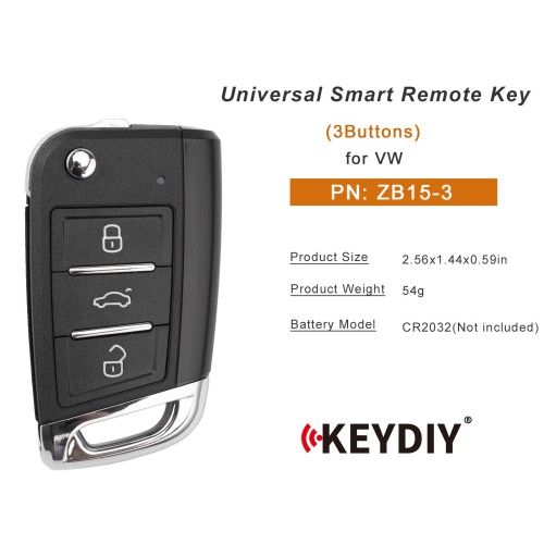 KEYDIY KD ZB15-3 Universal Smart Flip Remote Key 3 Buttons for VW Type 5pcs