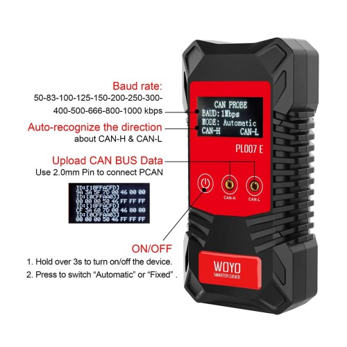 WOYO PL007 E CAN BUS Tester Engineer Edition Non-Contact CAN Sensor Reads Data Without Breaking the Wire CAN BUS Analyzer Read Baud &Data,Automaticall