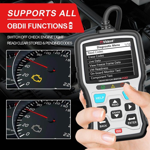 VIDENT iEasy310 Pro(Silver) Enhanced OBD2 Automotive Scanner Professional OBDII Code Reader Engine Fault Scan Tool Car Diagnostic Tool
